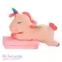 Almohada Peluche Con Cobija- Unicornio
