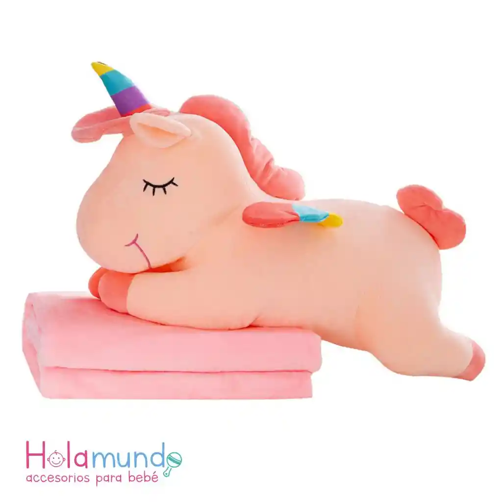 Almohada Peluche Con Cobija- Unicornio