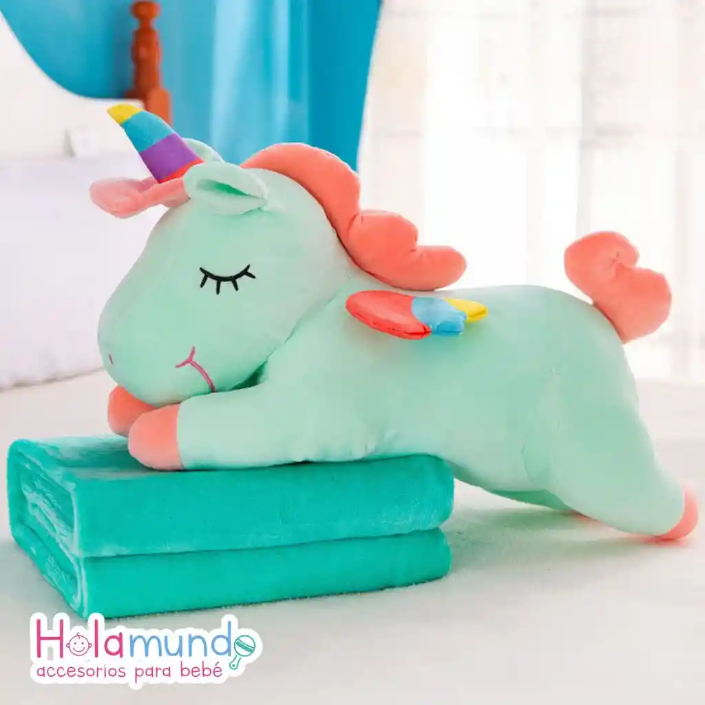 Almohada Peluche Con Cobija- Unicornio