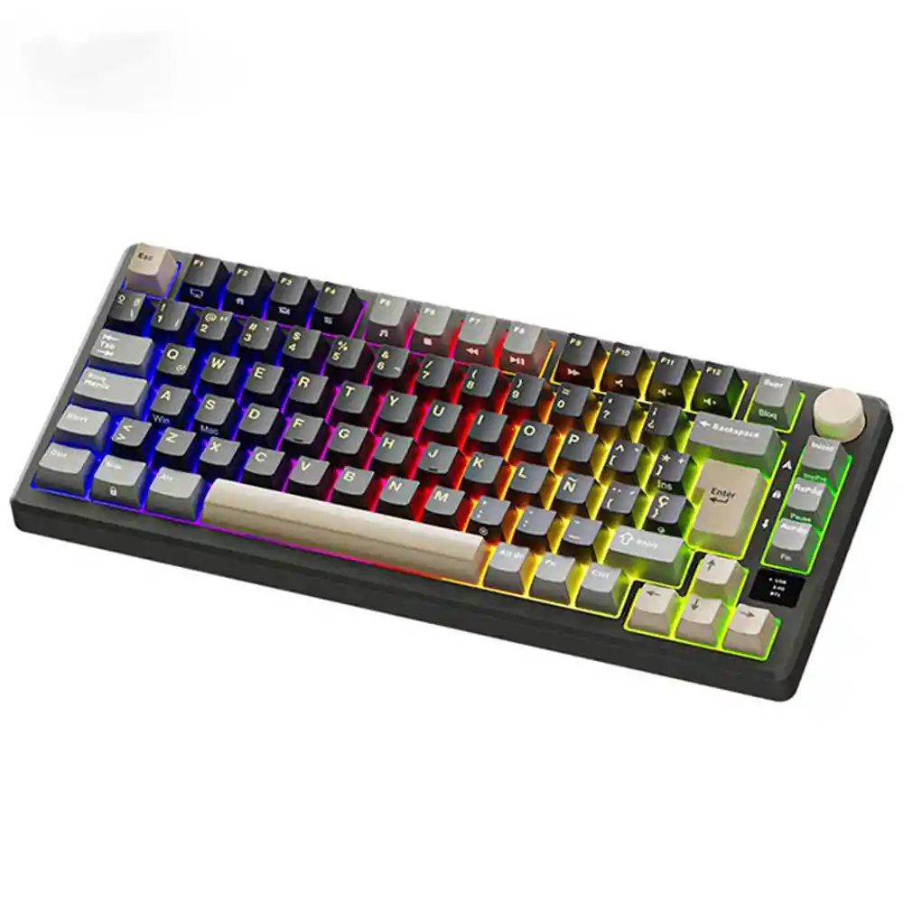 Teclado Gamer Mecánico Inalámbrico Royal Kludge Rkm75 Rgb 75% Phantom (español)