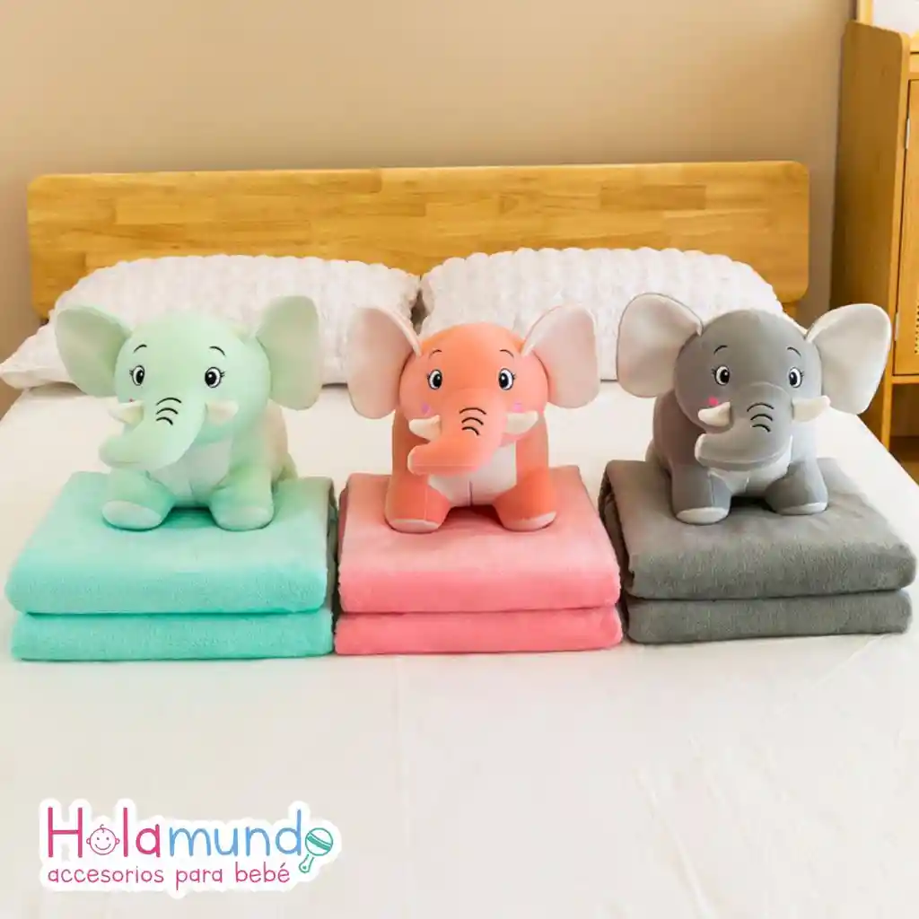 Almohada Peluche Con Cobija - Elefante