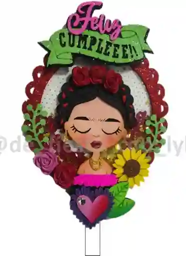 Topper Fiesta Mexicana Frida - Para Pastel - Ponqué O Simplemente Decorativo