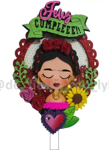 Topper Fiesta Mexicana Frida - Para Pastel - Ponqué O Simplemente Decorativo