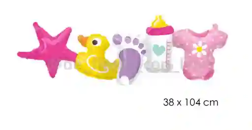 Guirnalda Inflable Baby Shower Es Una Niña - Its A Girl Rosa