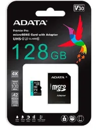 Tarjeta De Memoria Adata Ausdx128gui3v30sa2-ra1 Ausdx128gui3v30sa2-r Premier Pro Con Adaptador Sd 128gb