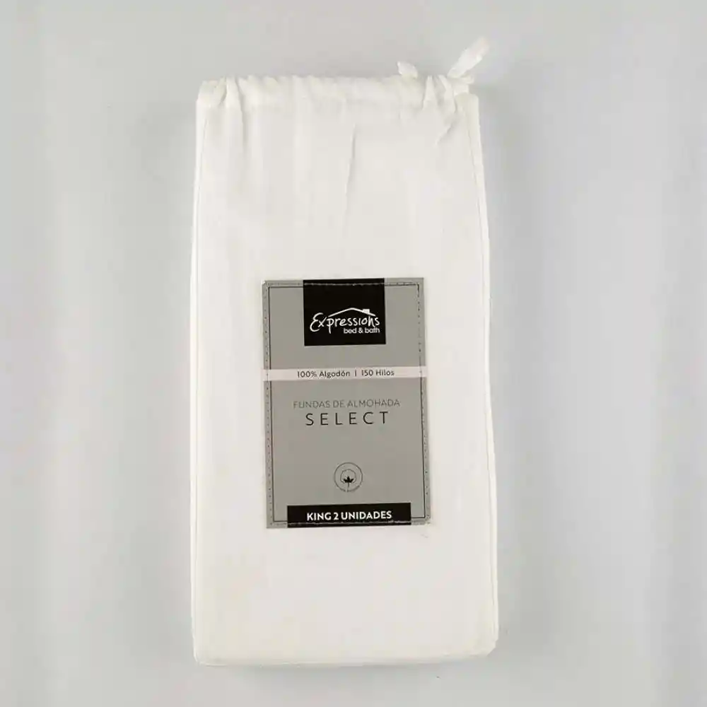 Funda Almohada Expressions Setx2 Und 150h 48x90cm Blanco 2 Ud 100% Algodon