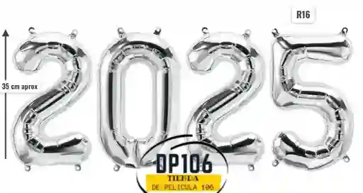 2025 Globos Plata R16 Feliz Año Nuevo Metalizado Mediano