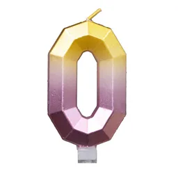 Vela Número 0 Dorado Rosa Degradado