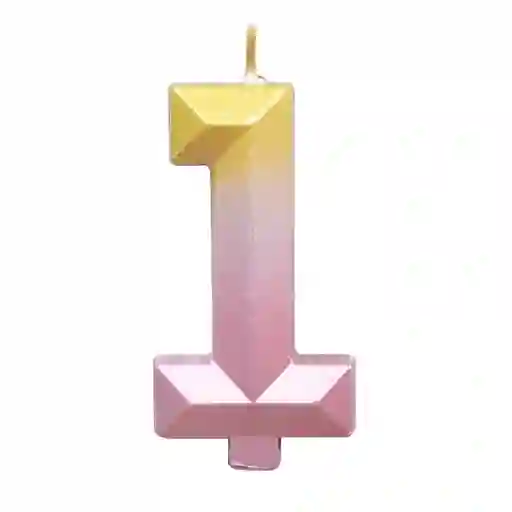 Vela Número 1 Rosa Dorado Degradado