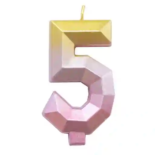 Vela Numero 5 Rosa Dorado Degradado