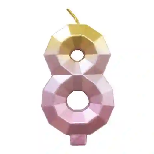 Vela Numero 8 Rosa Dorado Degradado