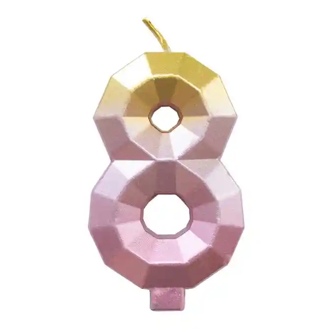 Vela Numero 8 Rosa Dorado Degradado
