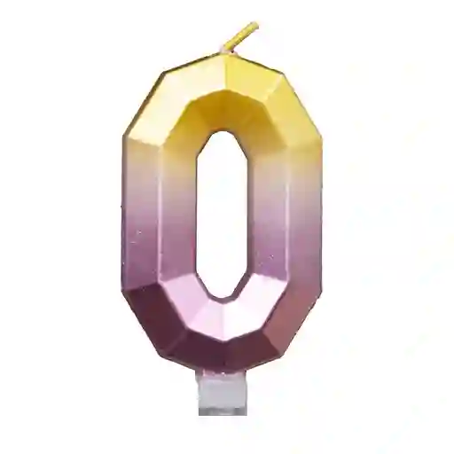 Vela Número 0 Rosa Dorado Degradado
