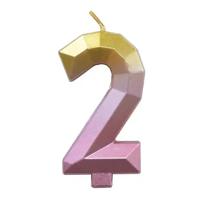 Vela Número 2 Rosa Dorado Degradado