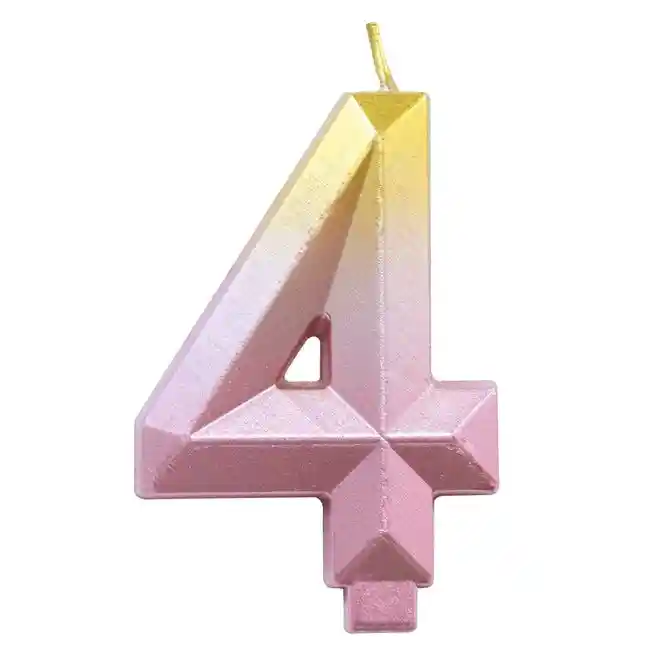 Vela Número 4 Rosa Dorado Degradado