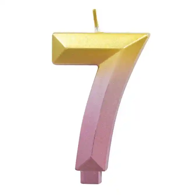 Vela Número 7 Rosa Dorado Degradado