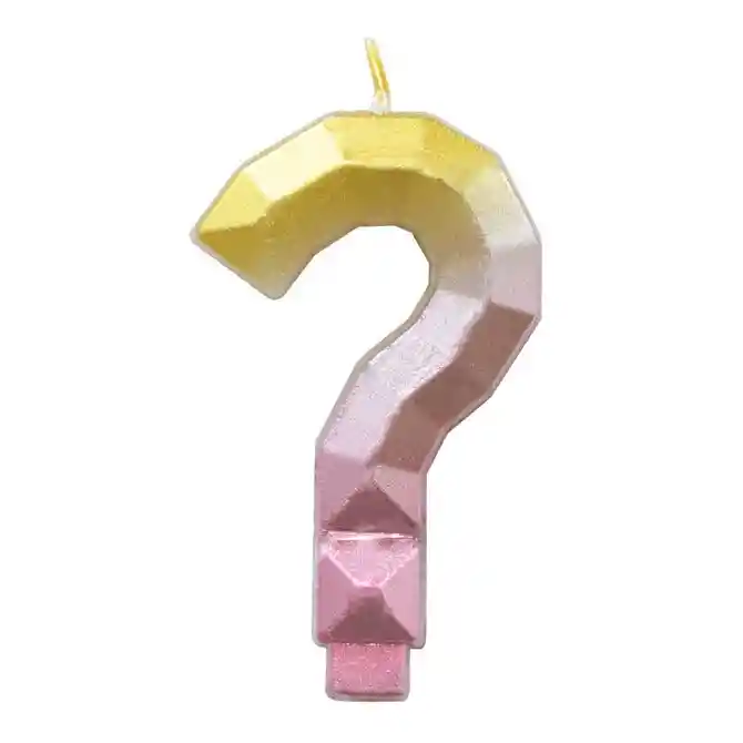 Vela Signo De Interrogación Rosa Dorado Degradado