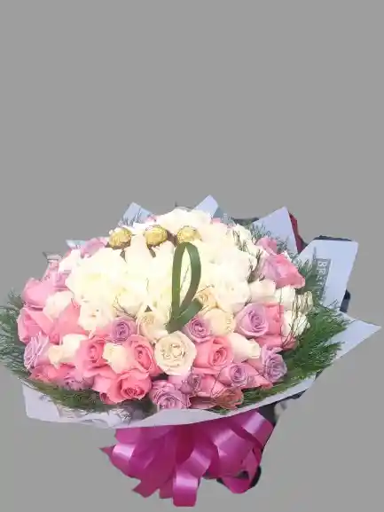 Bouquet Buchón Con 100 💯 Rosas En Tonos Pasteles 🌸🌷