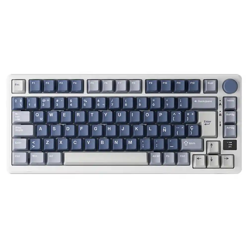 Teclado Gamer Mecánico Inalámbrico Royal Kludge Rkm75 Rgb 75% Ocean Blue (español)