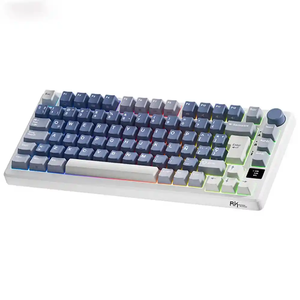 Teclado Gamer Mecánico Inalámbrico Royal Kludge Rkm75 Rgb 75% Ocean Blue (español)