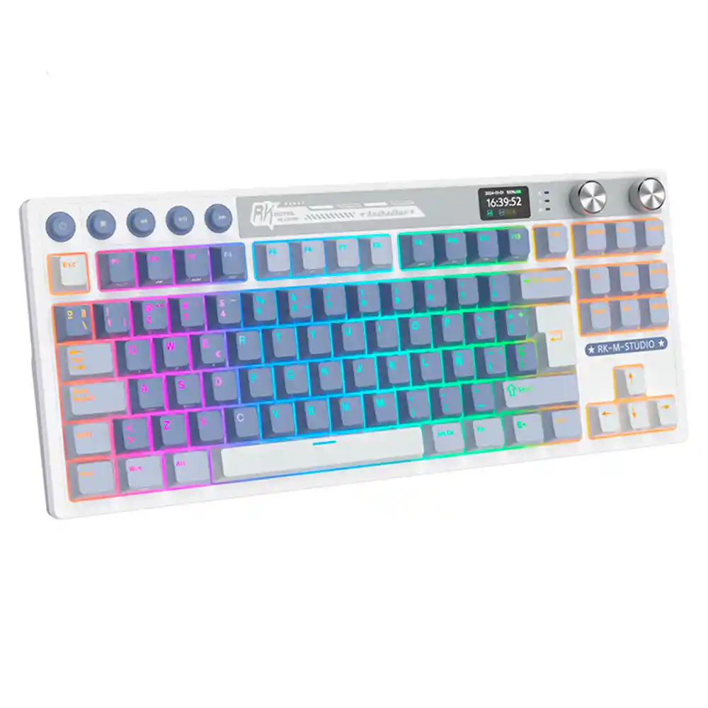 Teclado Gamer Mecánico Inalámbrico Royal Kludge Rkm87 Rgb 75% Ocean Blue (español)
