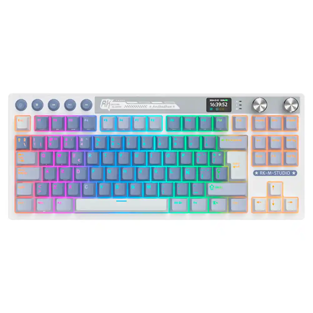 Teclado Gamer Mecánico Inalámbrico Royal Kludge Rkm87 Rgb 75% Ocean Blue (español)