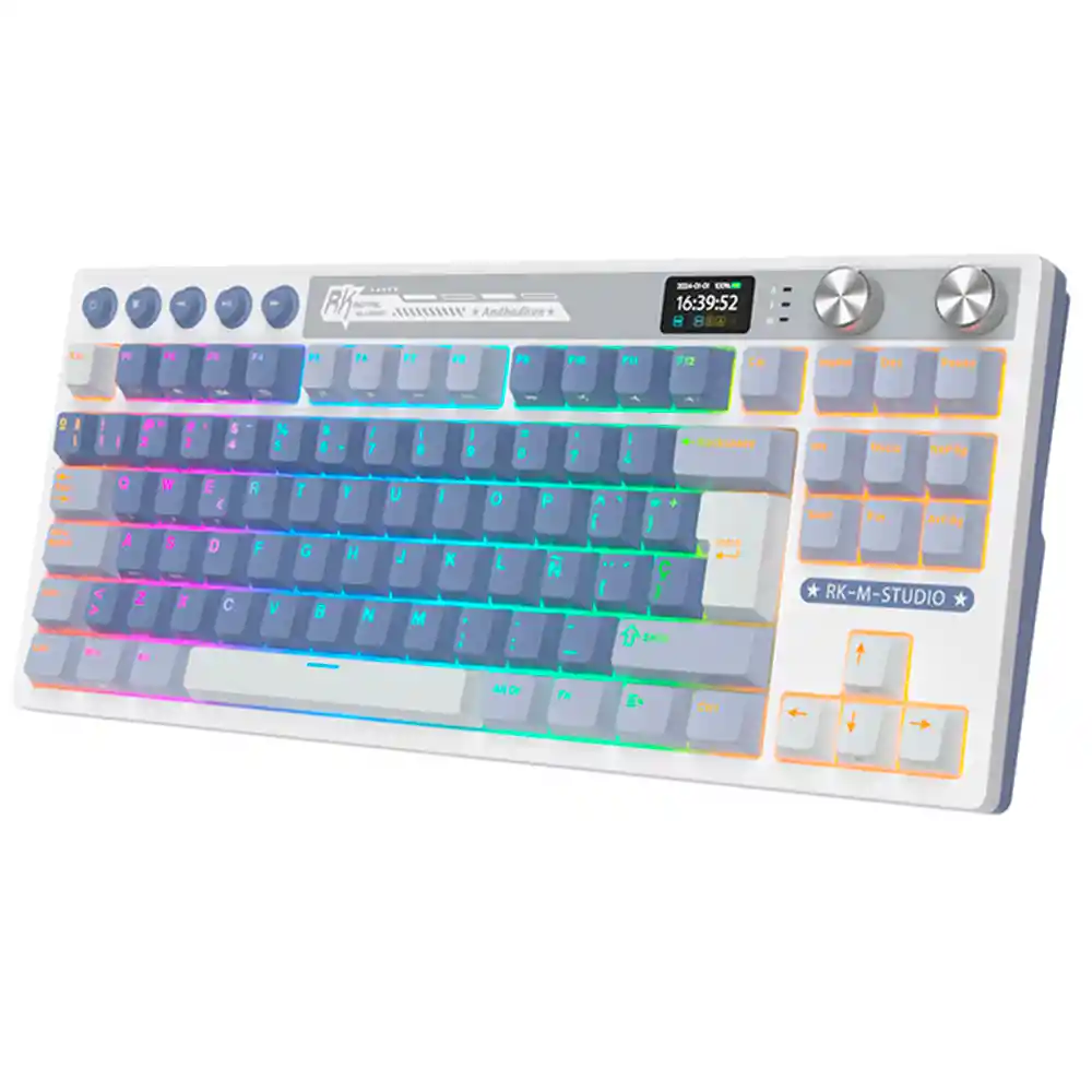 Teclado Gamer Mecánico Inalámbrico Royal Kludge Rkm87 Rgb 75% Ocean Blue (español)