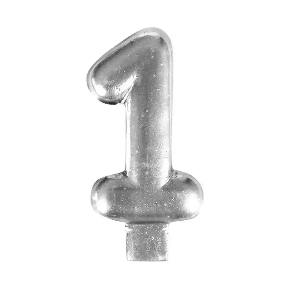 Vela Metalizada Numero 1 Plateada Sempertex