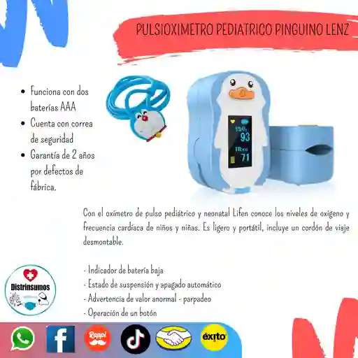 Pulsioximetro Pediatrico Pinguino Lenz