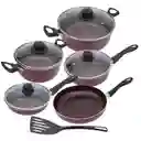 Bateria De Ollas Universal 10 Piezas Purpura L72459