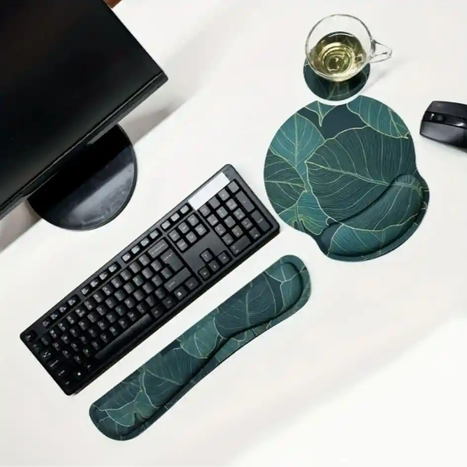 Apoyamuñecas Teclado Y Mouse Pad Memoria Ergonomica