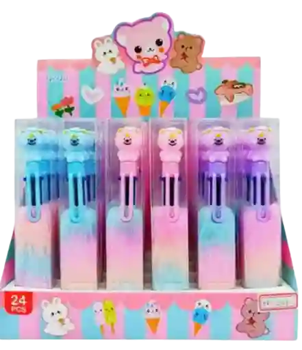 Esfero Boligrafo Osito Peluche 6 Minas Colores