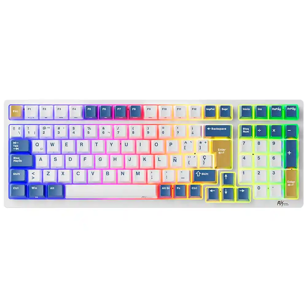 Teclado Gamer Mecánico Inalámbrico Royal Kludge Rk98 Rgb Klein Blue (español)