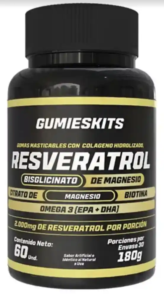 Gomitas De Resveratrol Con Bisglicinato De Magnesio, Citrato De Magnesio, Biotina Y Omega 3