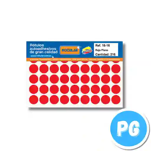 Paquete Rotulo Circular 16x16mm X216 Unds Rojo