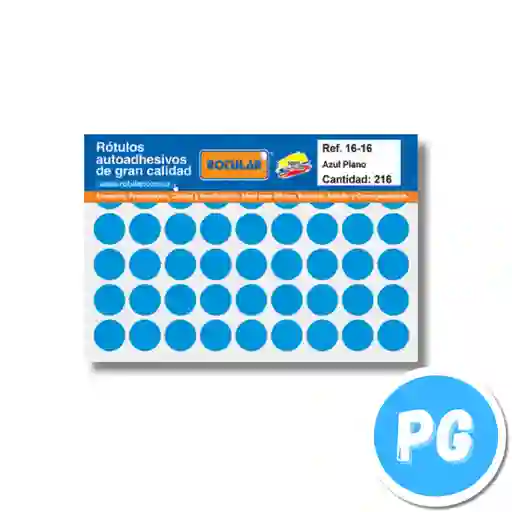 Paquete Rotulo Circular 16x16mm X216 Unds Azul Claro
