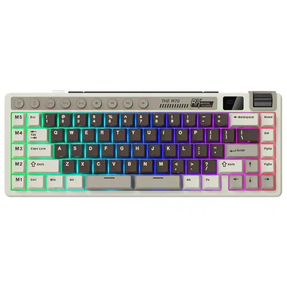Teclado Gamer Mecánico Inalámbrico Royal Kludge Rkm70 Rgb 75% Moca Grey (español)