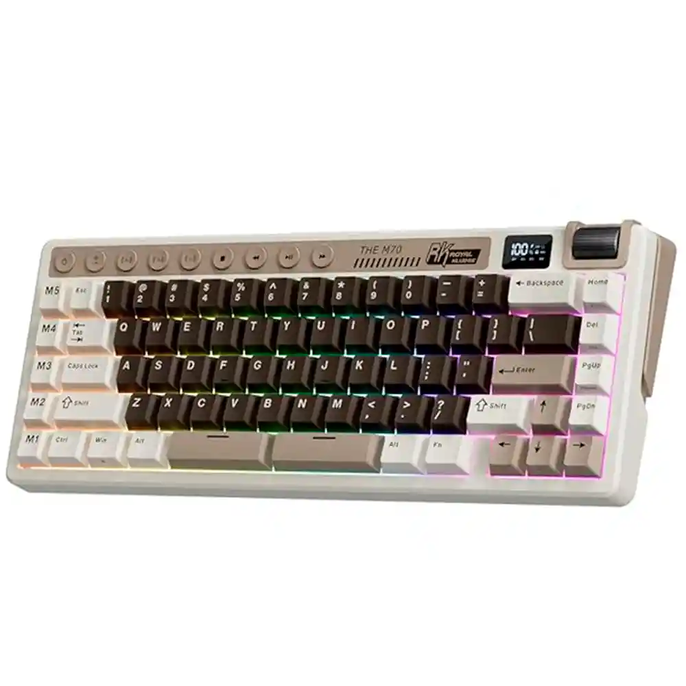 Teclado Gamer Mecánico Inalámbrico Royal Kludge Rkm70 Rgb 75% Moca Grey (español)
