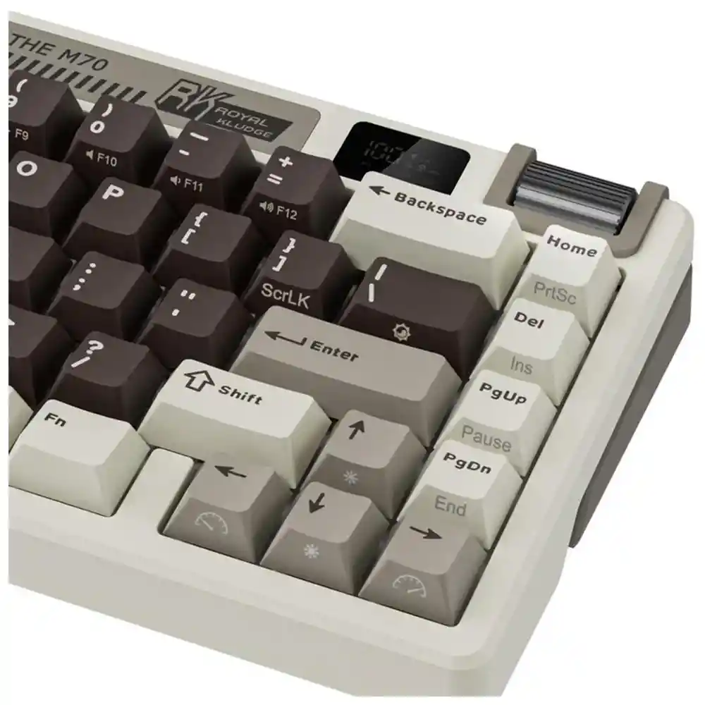 Teclado Gamer Mecánico Inalámbrico Royal Kludge Rkm70 Rgb 75% Moca Grey (español)