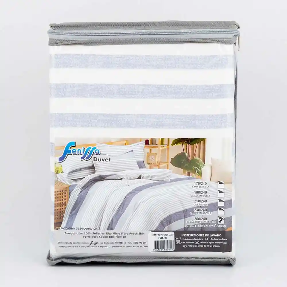 Duvet Fenissa King Azul Claro 100% Microfibra