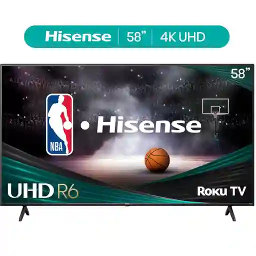 Televisor Hisense 58" Clase 4k Uhd Led Lcd Roku Smart Tv Hdr R6 Serie 58r6e3