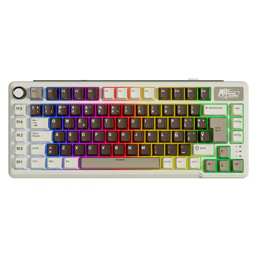 Teclado Gamer Mecánico Inalámbrico Royal Kludge Rkl75 Rgb 75% Moca Grey (español)