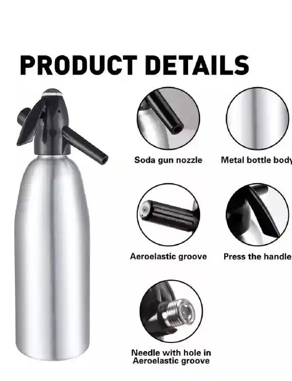 Maquina Sifon Gasificadora Agua Carbonatada Con Gas 1 Litro