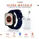 Smart Watch Serie 8 Max Con Audífono Mega Bass 2 Pulsos Azul Negro