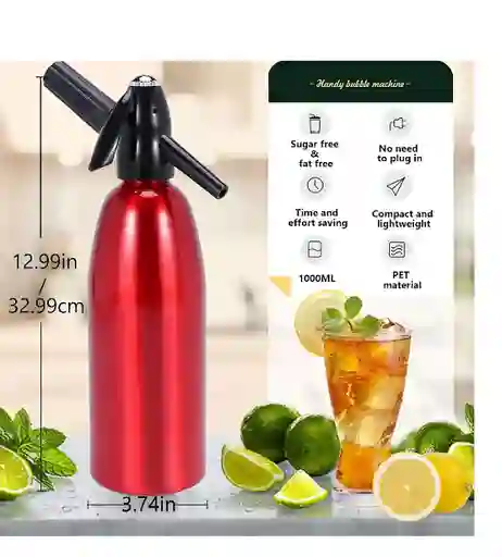 Maquina Sifon Gasificadora Agua Carbonatada Con Gas 1 Litro
