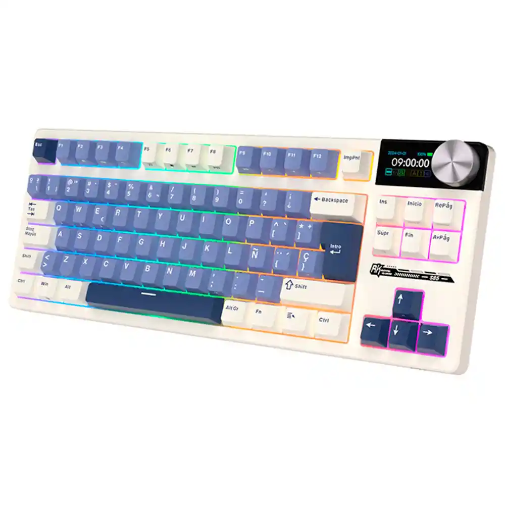 Teclado Gamer Mecánico Inalámbrico Royal Kludge Rks85 Rgb Horizon Blue (español)
