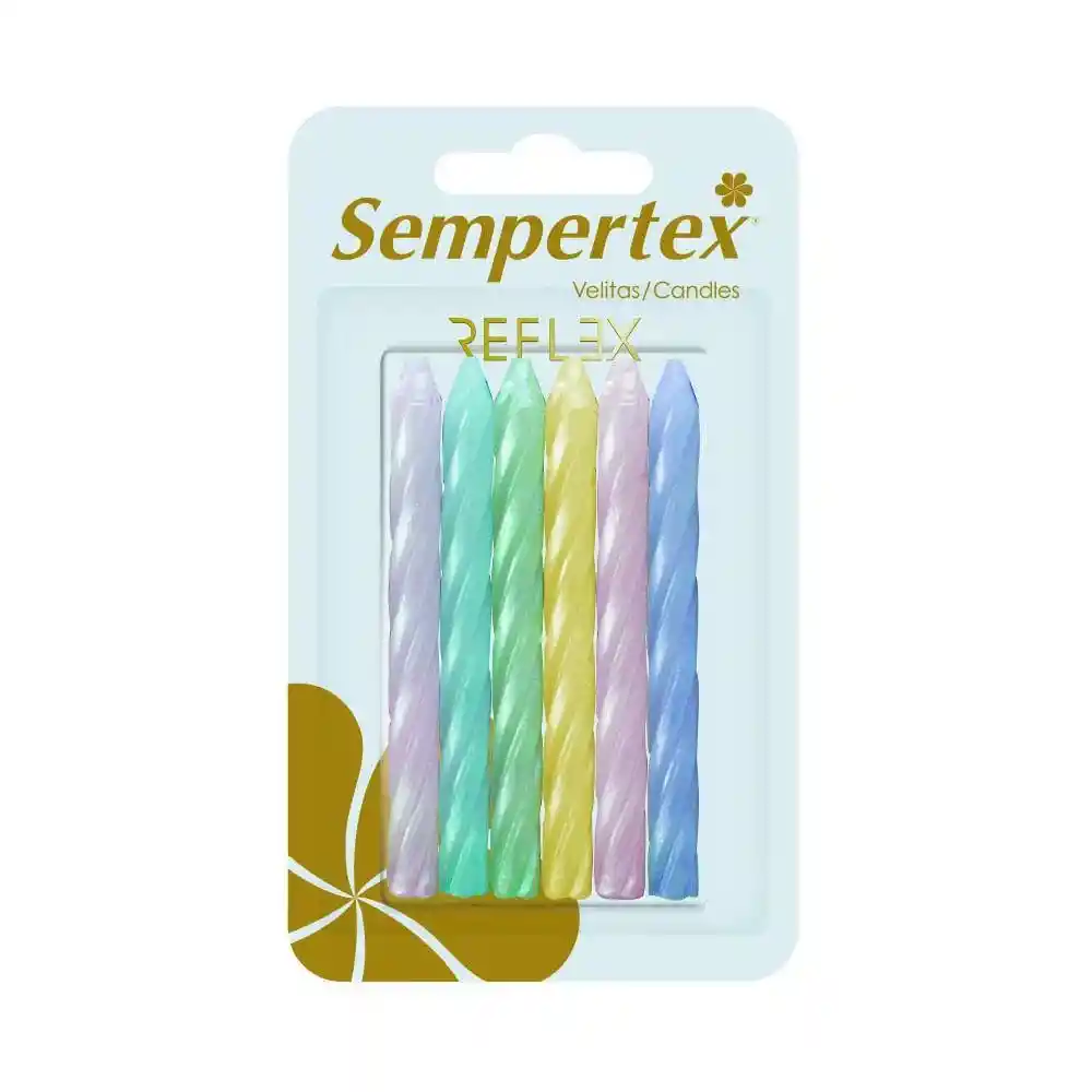 Vela Espiral Velita Reflex X 6 Unidades Colores Surtidos - Sempertex