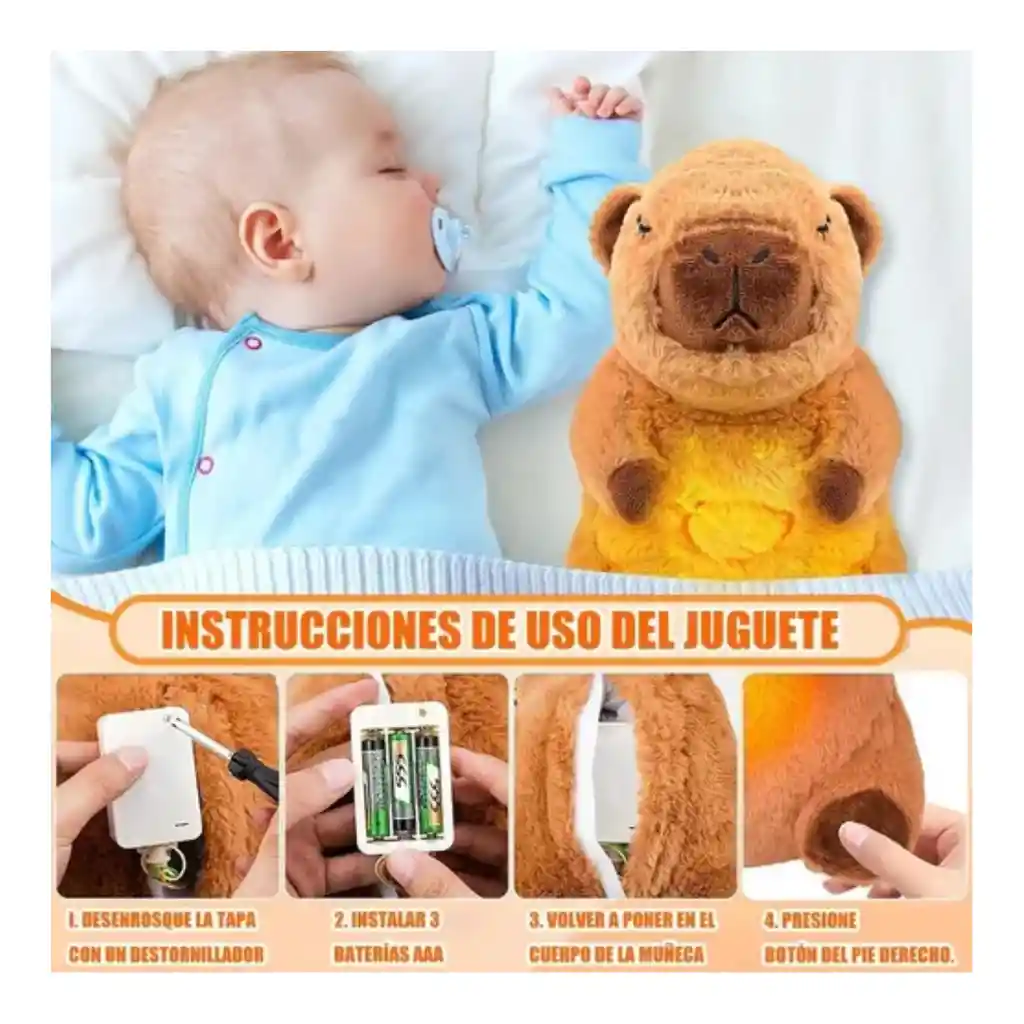 Capybara Hora De Dormir Peluche Juguetes Para Bebes Música