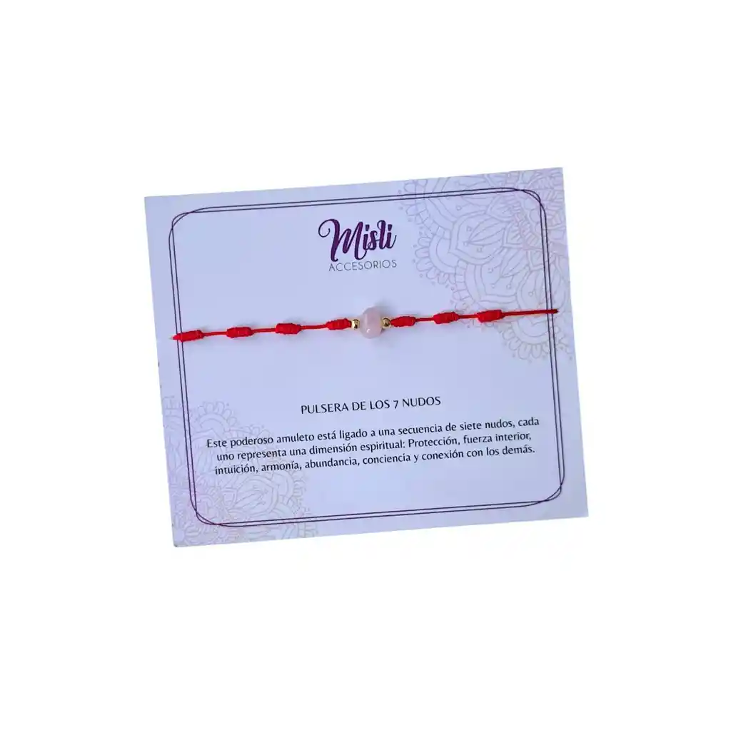 Detalle De Producto Pulsera Protección 7 Nudos Con Cuarzo Rosado