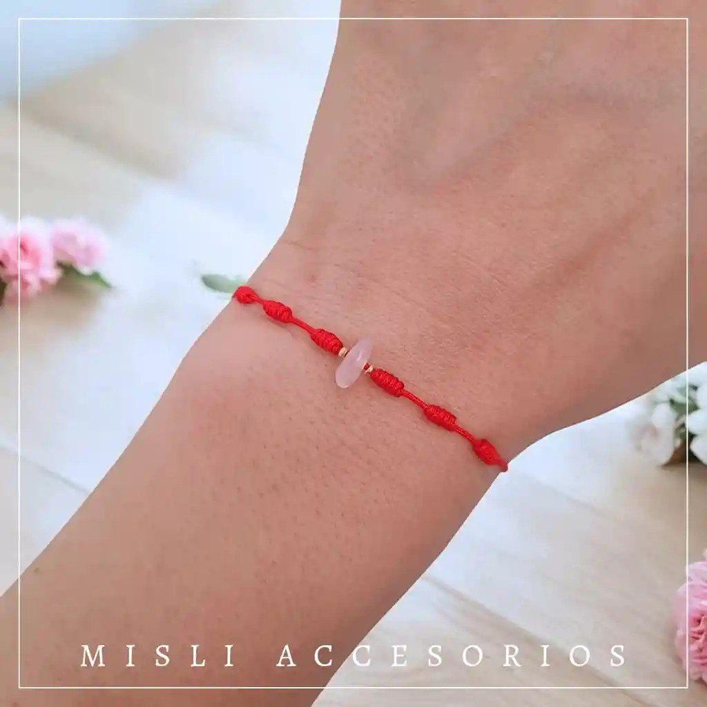 Detalle De Producto Pulsera Protección 7 Nudos Con Cuarzo Rosado